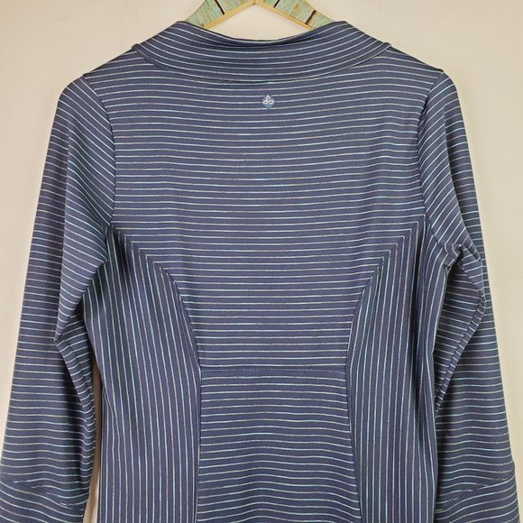 Prana Blue Striped Scramble Athletic High Neck Long Sleeve Dress Sz S - Picture 8 of 12